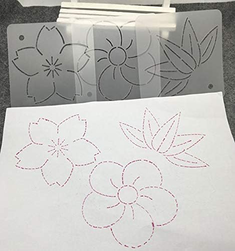 YICBOR Flower Line Quilting Stencil Kit, 9pcs Quilting Rulers and Templates Set, Reusable Flower, Thorn, Embroidered Stencils, Crimping Template, ...