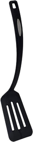 Home Basics Flexible Nylon Slotted Spatula with Curved Handle, Heat Resistant Turner, Non-Stick Kitchen Cooking Utensil for Baking, Frying, Black...