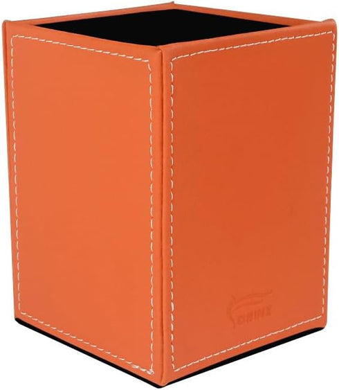 Pen Pencil Holder Cup Container PU Leather Desk Organizer Stand Decor Brush Scissor Holder Decoration Office Desk Home School (Orange, 3.54" x 3.5...