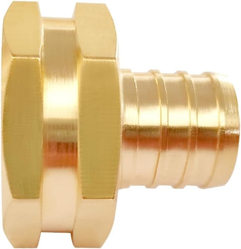2PCS Solid Brass 3/4" PEX Barb to 3/4" GHT Female Garden Hose End Connector Splicer Mender Repair Fitting...
