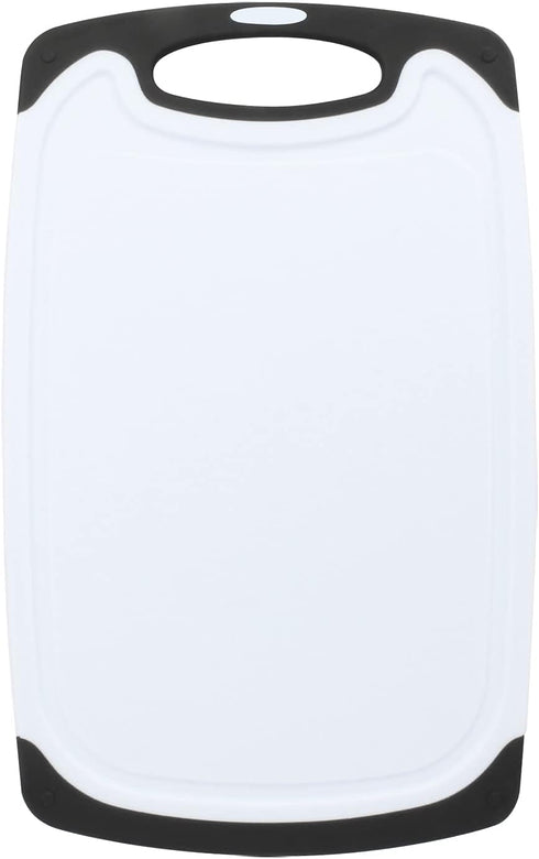 KUFUNG Kitchen Cutting Board - Juice Grooves with Easy-Grip Handles, Non-Porous, Dishwasher Safe (S, Black)...