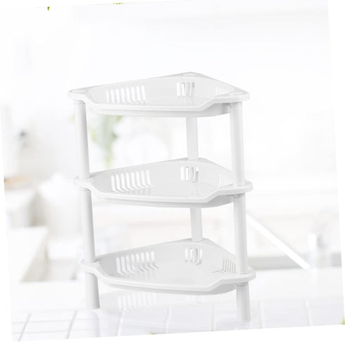 STOBAZA 3 Shelf Layer Stand Home Plastic Shelves Corner Storage Kitchenwhite Basket Organizer Small Household Desk Bathroom for Rack...