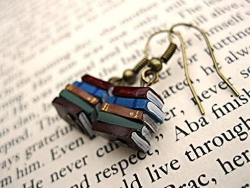Classic Stack of Books Drop Dangle Earrings Librarian Teacher Easy Hook Clay for Women Creative Novel Teach Graduation Jewelry...