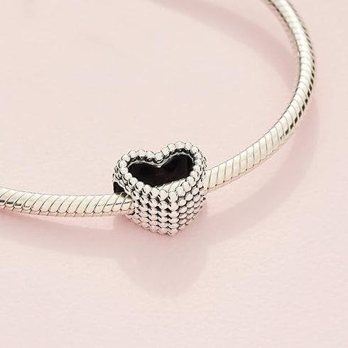 Beaded Open Heart Charm - Compatible Moments Bracelets - Jewelry for Women - Gift for Women in Your Life - Made with Sterling Silver For Mother's ...