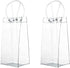 2Pack Wine Ice Bags, Portable Collapsible Clear Wine Cooler Bag PVC Wine Pouch Bags with Handle for Champagne Cold Beer White Wine Chilled Beverag...