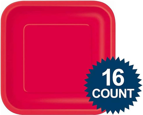 Ruby Red Square Dessert Plates - 7" (Pack Of 16) - Premium Quality Paper - Perfect For Parties & Events...