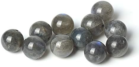 100Pcs Natural Stone 6mm Grey Moonstone Round Loose Gemstone Energy Healing Beads Hole Size 1mm DIY Smooth Beads for Bracelet Necklace Earrings Je...
