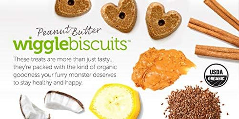 V-Dog Vegan Wiggle Biscuit Organic Dog Treats, Peanut Butter, 10 Ounce, Superfoods...