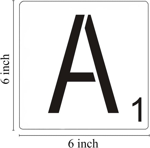 Scrabble Tile Letter Stencils 6 Inch - 28 Pack Scrabble Style Alphabet Stencil Templates for Painting on Wood, Reusable Plastic Stencils for Craft...