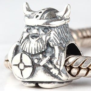 Viking Warrior Charm - 925 Sterling Silver - Fits DIY European Bracelet...