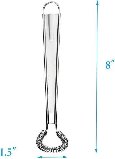 1Pc Silver Egg Beater Stainless Steel Mini Spring Coil Whisk Handheld Milk Frother Foamer Sauce Stirrer Blender Coffee Mixer Kitchen Egg Tools Whi...