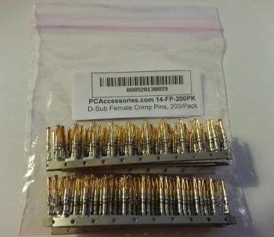 Connectors Pro D-Sub 2.0 mm Female Crimp Pins, 200/Pack - Gold Tin Plated DB Crimp Pin for DB9, DB15, DB25, DB37, DB50 Female Connectors...