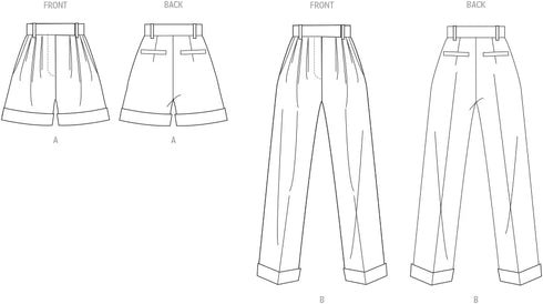 Vogue Misses' High-Rise Pleated Shorts and Loose-Fitting Pants Sewing Pattern Packet, Design Code V2014, Sizes 8-10-12-14-16, Multicolor...