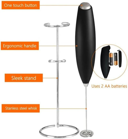 Handheld Mini Milk Frother Foam Maker Mixer for Lattes, Coffee, Cappuccino, Frappe, Matcha, Hot Chocolate (Red)...
