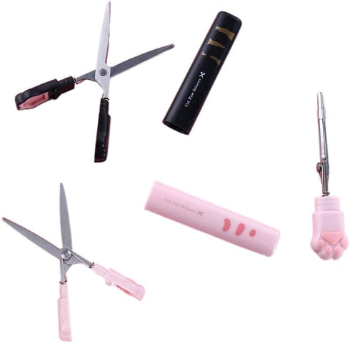 Cat Claw Stationery Set -2 Double Ended Dual Purpose Cutting Art Knives, 2 Stainless Steel Hand Scissors,1Pcs 15cm Cat Claw Ruler,1 Cat Claw Corre...