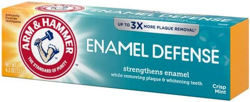ARM & HAMMER Enamel Defense Fluoride Anticavity Toothpaste Fresh Mint 4.3 oz (Packs of 2)...