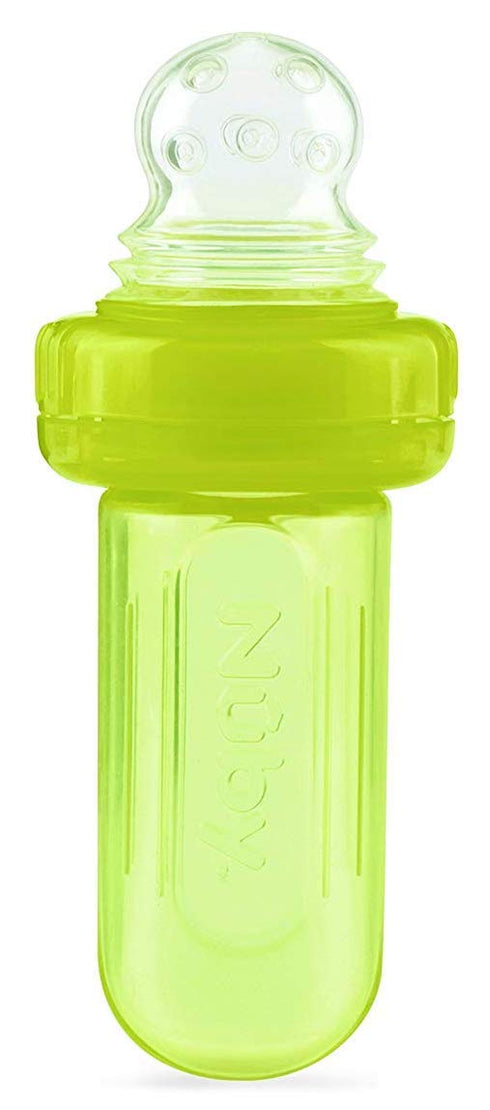 Nuby EZ Squee-Z Silicone Self Feeding Baby Food Dispenser (Green, 1 Count (Pack of 1))...