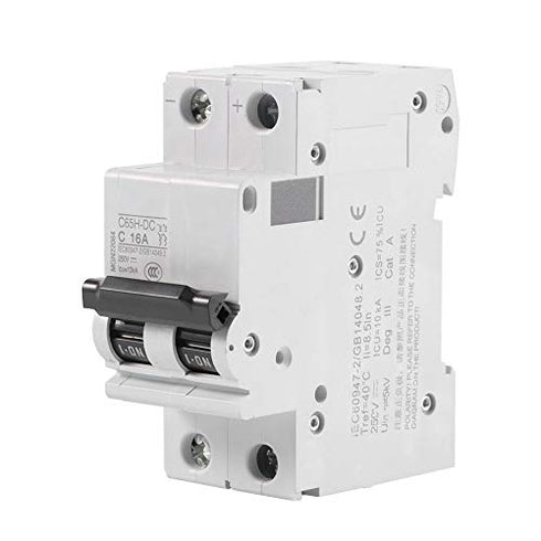 2P 250V Low-Voltage DC Miniature Circuit Breaker for Solar Panels Grid System din Rail Mount, Breaker DC Circuit Amp Solar Double Pole(63A)...