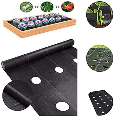 Agfabric Weed Barrier Landscape Fabric 4x6ft with Planting Holes, Hole Diameter 4", Hole Spacing 8", Row Spacing12 on Center...