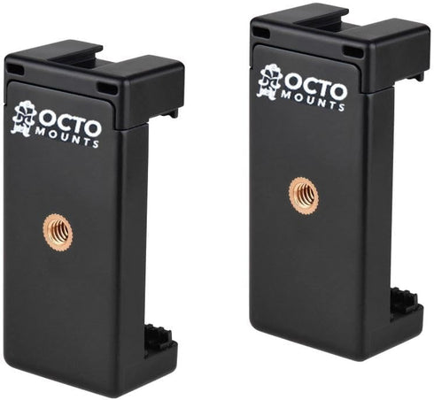 OCTO MOUNTS - 2 Pack Universal Smartphone Holder Set for Mounting Any Phone. Has Camera Screw (1/4-Inch 20), Easily Connect Your Cell Phone to GoP...