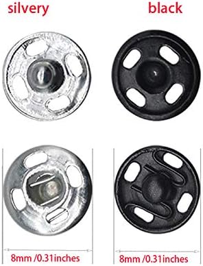 JOSDIOX Sew on Snap Buttons 100 Sets Black & Silver Metal Snaps Fasteners Press Studs botones de 8mm for Sewing Baby Rompers Clothing,Bags, Bathro...