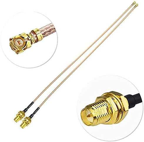 Bingfu Dual Band Wifi Antenna 2.4GHz 5GHz 5.8GHz 3dBi MIMO RP-SMA Male (2-Pack) + 2 x 12 inch u.fl to Rp-sma Cable for WiFi Router Wireless Mini P...