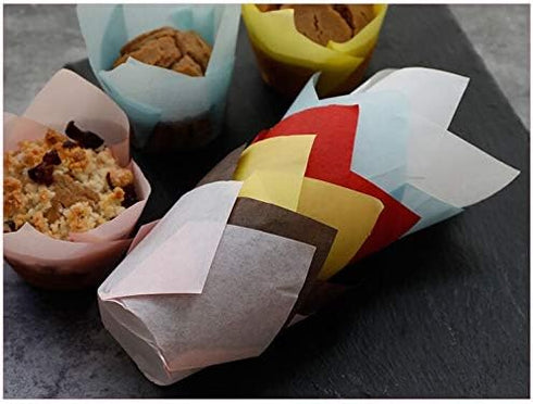 200 PCS Tulip Cupcake Liner Baking Cups Paper Cupcake and Muffin Baking Cups for Baby Showers,Weddings, Birthdays, Colourful and Natural (Ten Colo...