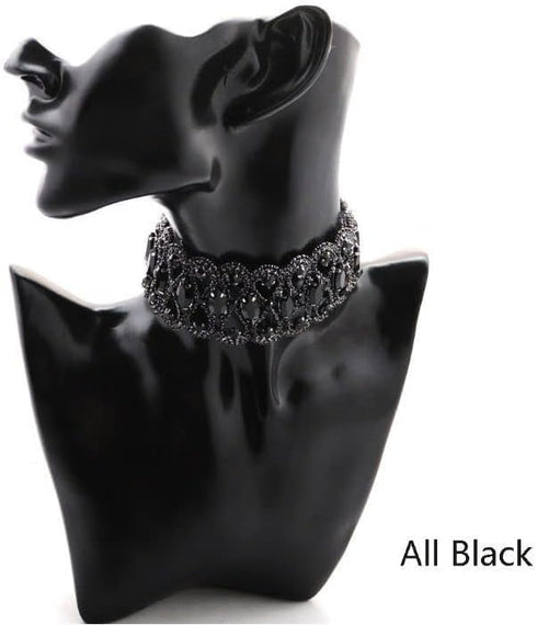 Rhinestone Necklace Choker Black Crystal Collar Wedding Bridal Choker Sparkly Neck Jewerly Accessories for Women...