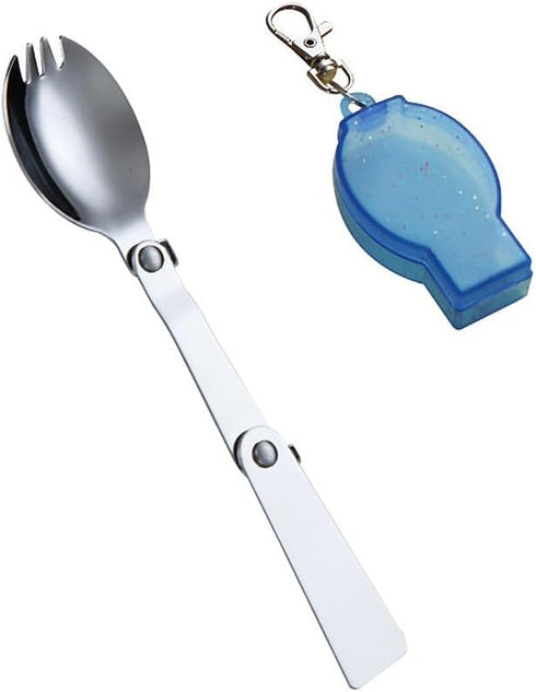 Folding Camping Spork with Case Portable Spork Keychain Foldable Travel Backpacking Spork Long Handle Camp Sporks with Storage Box Reusable Pocket...