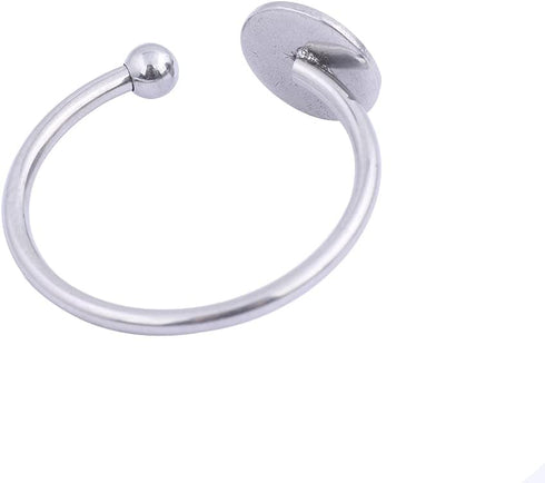 20pcs Stainless Steel Flat 8mm Pad Ring Base Blank DIY Finger Ring Bezels for Jewelry Making Accessories...