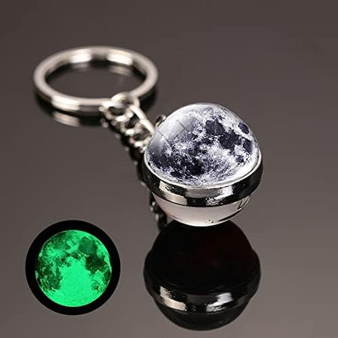 HUNO Glow In The Dark Solar System Planet Keychain Earth Saturn Moon Sun Luminous Galaxy Keyring-Saturn...