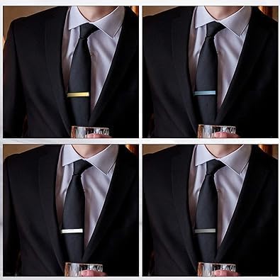 2 Pcs Tie Clips, Tie Clips for Men,Classic Black/Silver Tie Bar Set with Gift Box, Tie Pin Set for Business Wedding Anniversary and Daily Life...