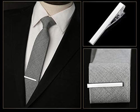 8 Pack Tie Clip for Men Roctee Tie Bar Clip Set Formal Business Men's Necktie Clips Shirts Men Slim Tie Pin Clamp, Gold Silver Black, New and Fash...