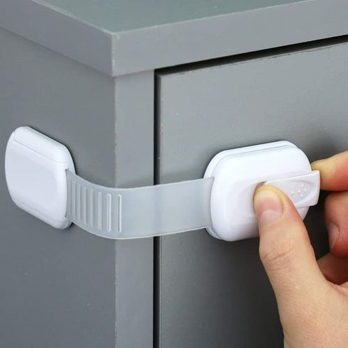 Child Safety Lock for Refrigerator, Cabinet, Drawer, Freezer & Door with 4 Extra Strong Adhesives - White by HavenHause (Pack of 8 White)...