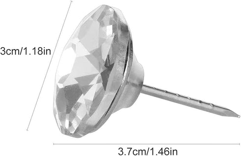 Mgoodoo 20PCS Crystal Diamond Upholstery Tacks, 30mm(1-3/16'') Decorative Furniture Pins Nails Studs for Tufted Headboard Bed Sofa Corkboard Home ...