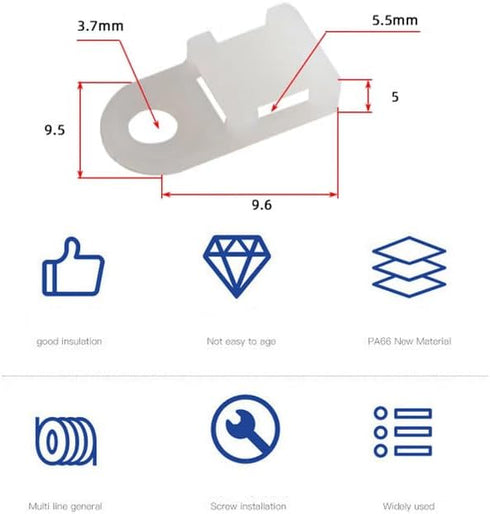 60 Set Cable Zip Tie Mounts Kit with 6" Zip Ties, White Cable Tie Base and Tapping Screw - Wire Cable Clips Organizer Holders Clamps...