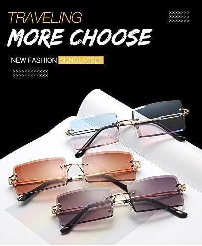Dollger Rimless Rectangle Sunglasses for Women Fashion Frameless Square Glasses for Men Ultralight UV400 Eyewear Unisex...