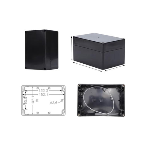 Project Box for Electronics -Electrical Enclosure, Junction Box ABS Plastic Dustproof Waterproof IP65, with 4 PCS M16 Cable Glands Black (6.3x4.33...