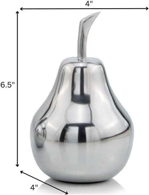 Modern Day Accents 3863 Peral Small Polished Pear, Fruit Decor, Gifts, Tabletop, Silver Home Decor Centerpiece, Room Decor Aesthetic, Office Desk ...