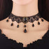 GRAEEN Black Lace Necklaces Gothic Lace Choker Crystal Pendant Halloween Cosplay Party Diamond Necklace Jewelry for Women...