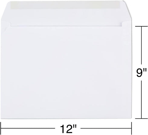 473009 Side-Opening Booklet Envelopes, 9x12, White,100/BX...