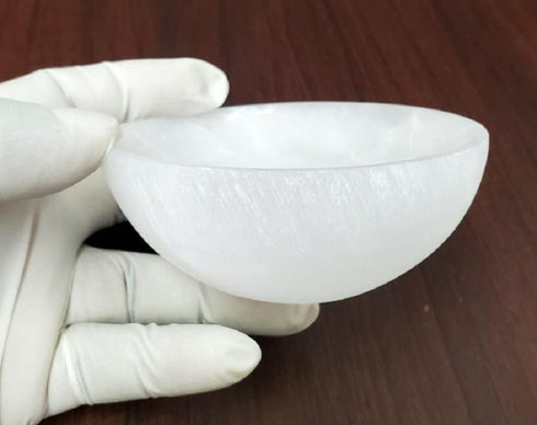 Selenite Bowl 3.5 to 4", Great for Altar use, Ritual use, Incense Burner, smudging Bowl, Decoration Bowl, offering Bowl - New Age Imports, Inc. (S...