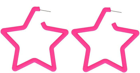 4 Pairs Candy Color Circle Round Hoop Earrings for Women Big Retro Star Heart Neon Earrings Stud Dangle Bright Fluorescence Exaggerated Statement ...