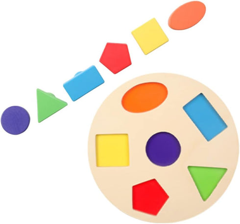 Totority Wooden Peg Shape Puzzle Montessori Puzzle Jigsaw Puzzle Geometric Toy Toddlers Preschool Learning Educational Material...