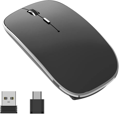 Wireless Mouse Chargeable Portable Silent Wireless Mouse USB and Type-C Dual Mode Wireless Mouse 3 adjustable DPI for Laptop, Mac, MacBook, Androi...