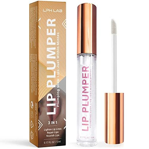 Lip Plumper Gloss: Clear Plumping Lip Gloss Hydrating with Hyaluronic Acid and Nourishing Ingredients to Smooth Lip Wrinkles...
