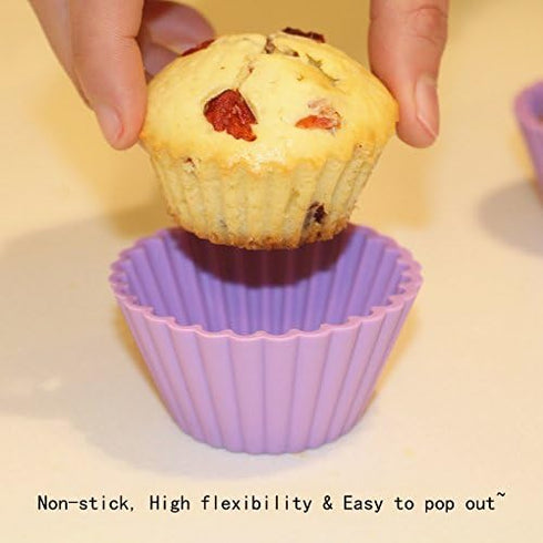 Heart Silicone Baking Cups, Heart Molds Love Cupcake Liners Large Resusable Muffin Cups, 30 Packs(Rainbow Colors)...
