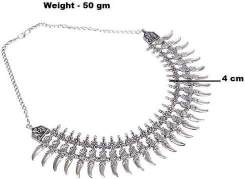 Silver Plated Oxidised Metal Choker Boho Gypsy Indian Necklace Jewelry for Girls and Women...