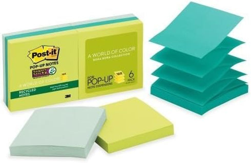 Post-it Pop-up Notes Super Sticky Pop-up Recycled Notes in Tropic Breeze Colors...