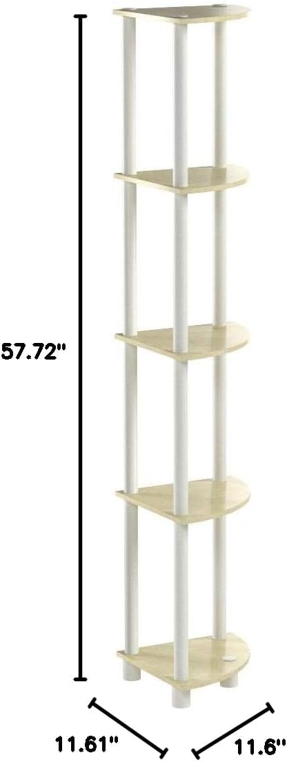 Furinno Turn-N-Tube 5 Tier Corner Display Rack Multipurpose Shelving Unit, 1-Pack, Cream Faux Marble/White...